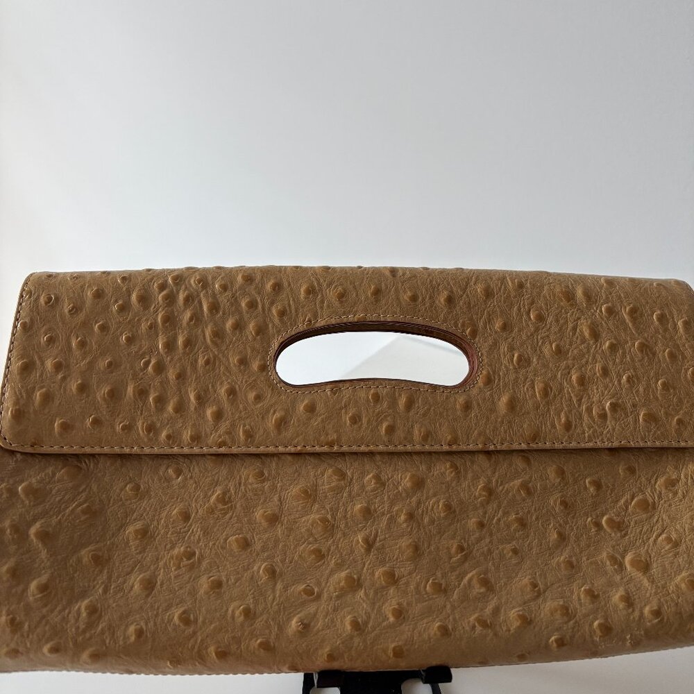 HOBO International Ostrich-embossed leather clutch